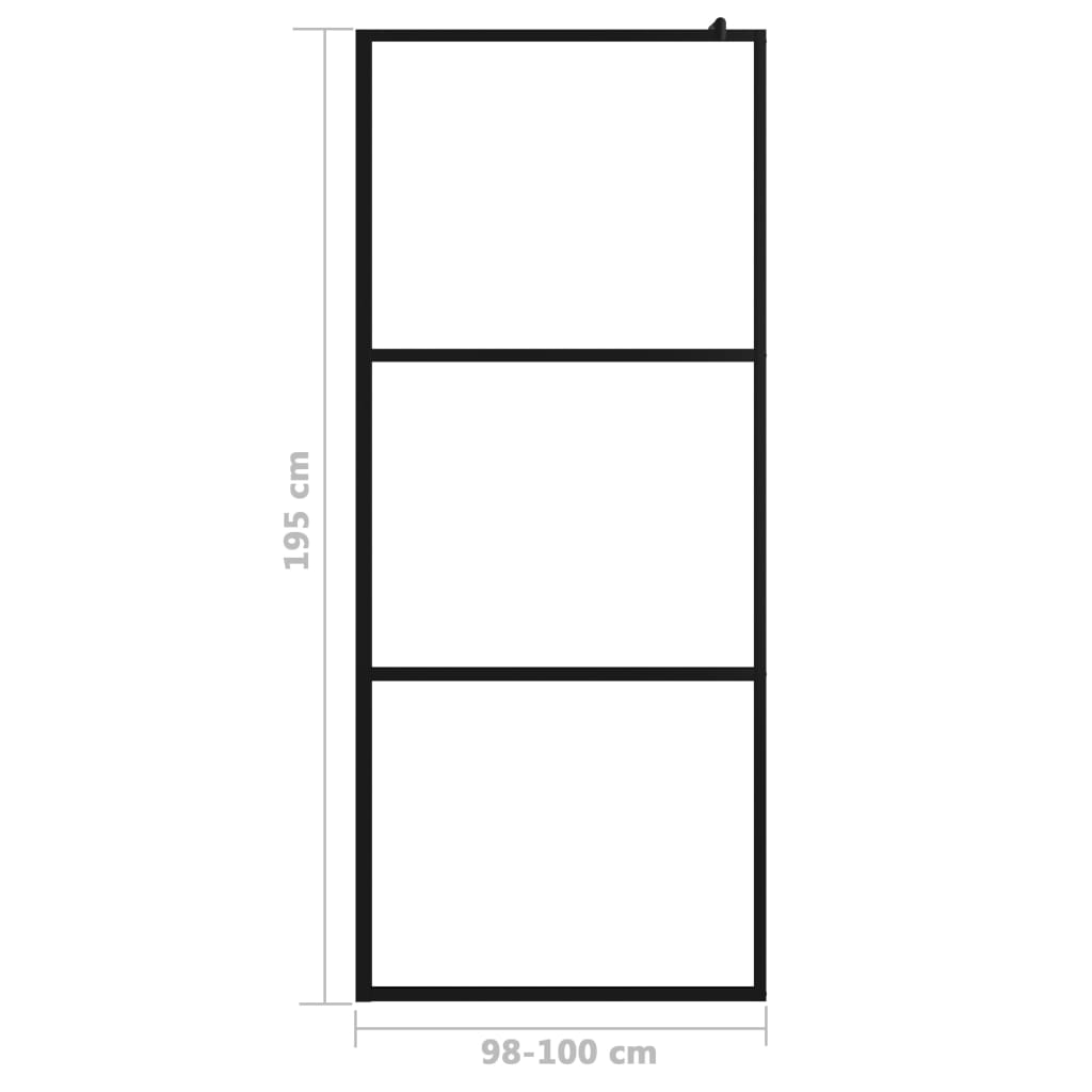 Walk-in Shower Wall with Clear ESG Glass Black 39.4"x76.8"