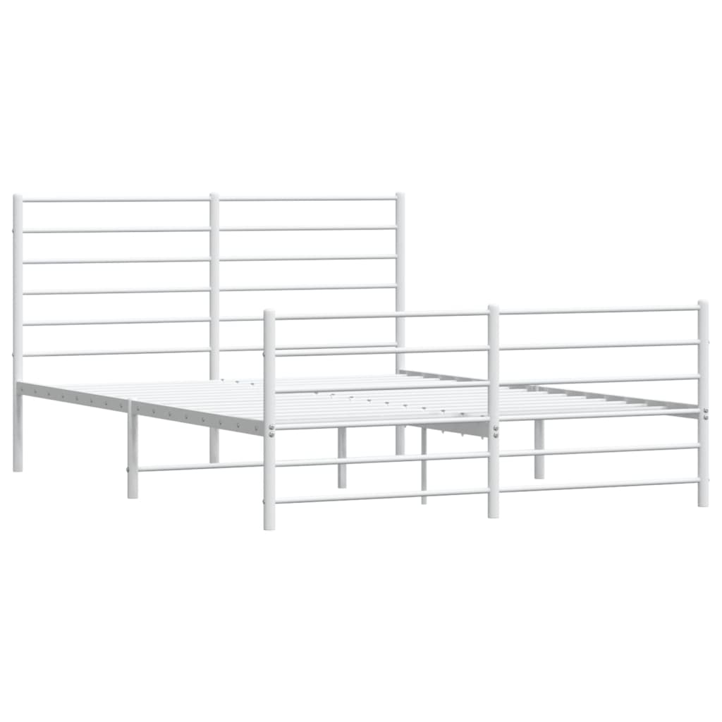 Metal Bed Frame without Mattress with Footboard White 53.1"x74.8"