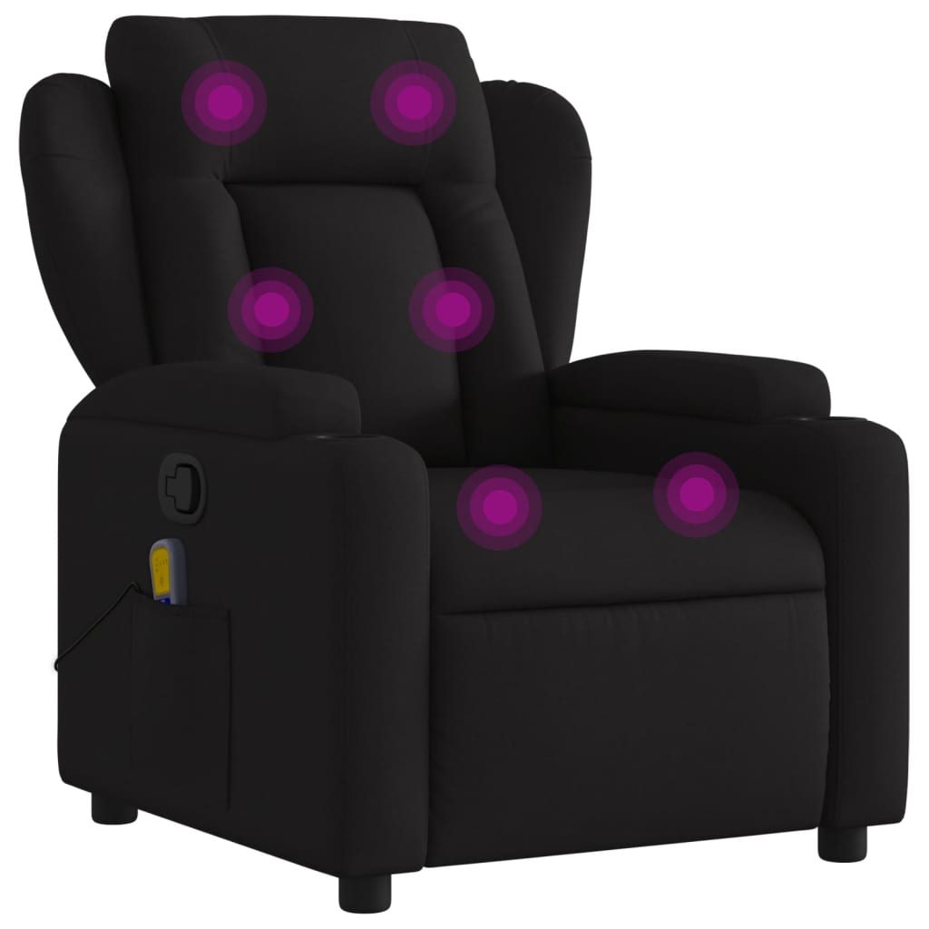 Massage Recliner Chair Black Fabric