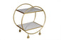 Gray and Gold Iron And Marble Rolling Bar Cart