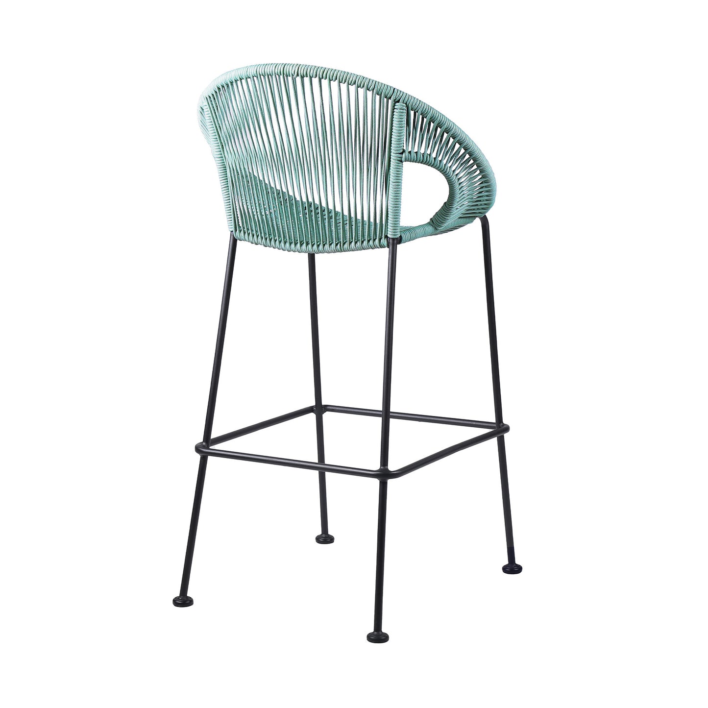 40" Green Metal Low back Outdoor Counter Height Bar chair with Footrest