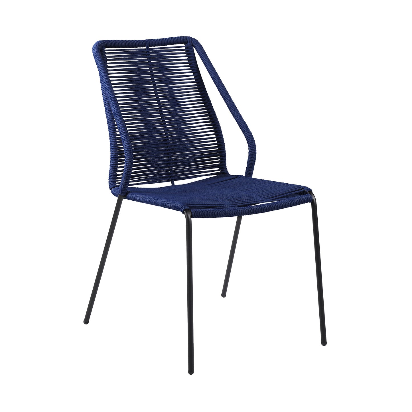 Set of Two 22" Blue Metal Outdoor Dining Chair