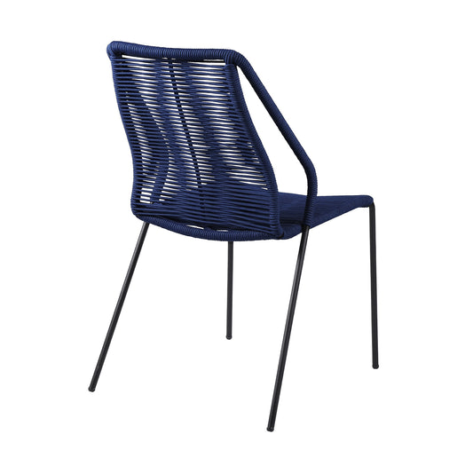 Set of Two 22" Blue Metal Outdoor Dining Chair