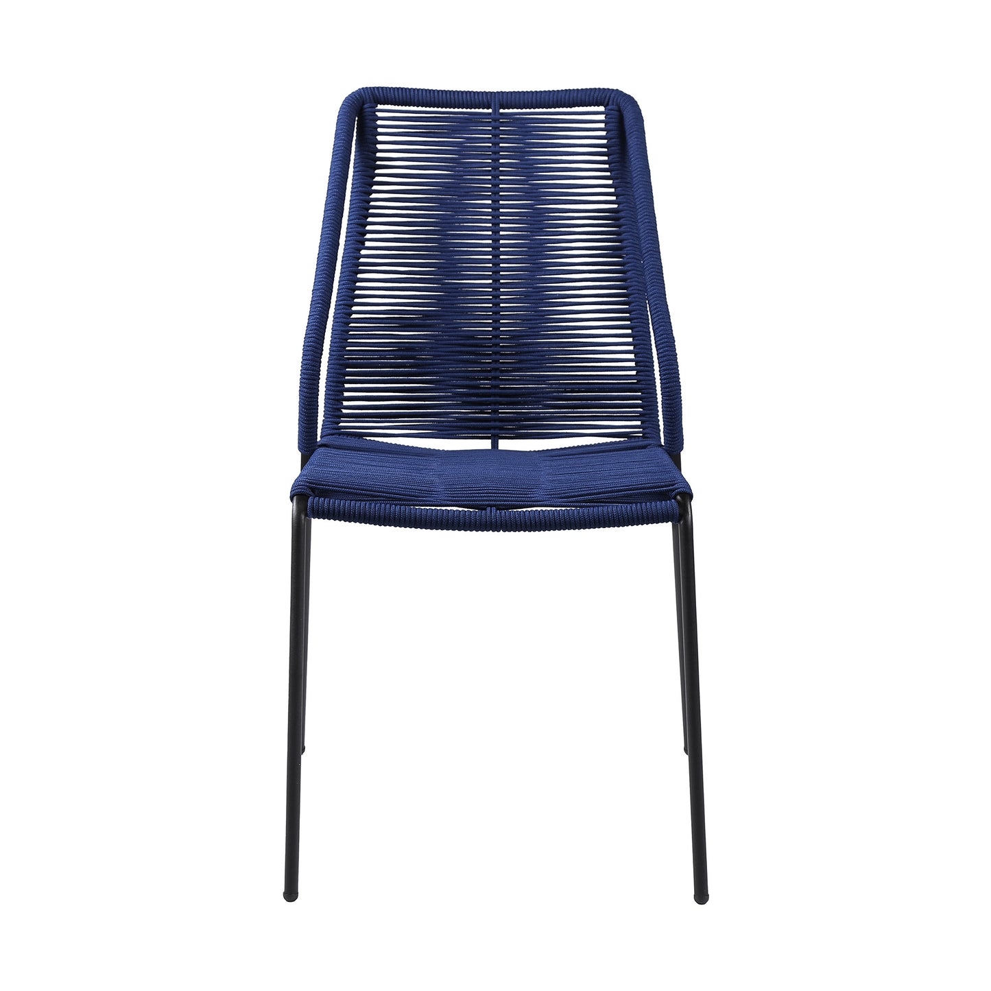 Set of Two 22" Blue Metal Outdoor Dining Chair