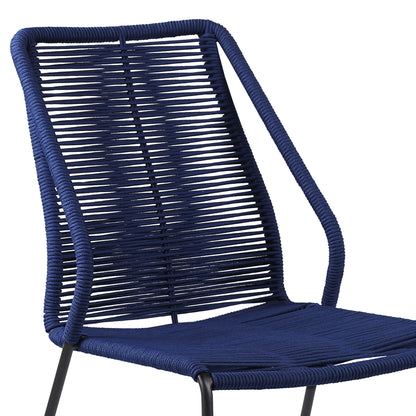 Set of Two 22" Blue Metal Outdoor Dining Chair