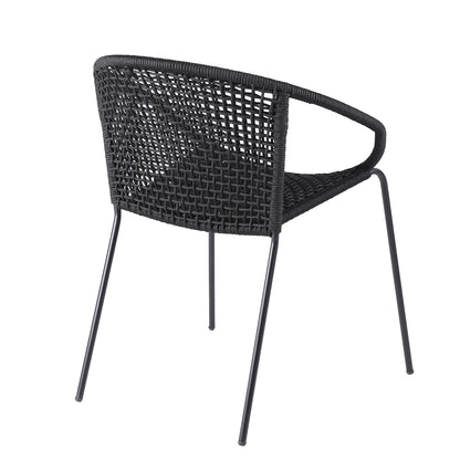 Set of Two 25" Black Metal Outdoor Dining Chair