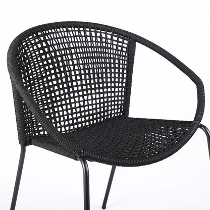 Set of Two 25" Black Metal Outdoor Dining Chair