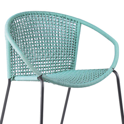 Set of Two 25" Green Metal Outdoor Dining Chair