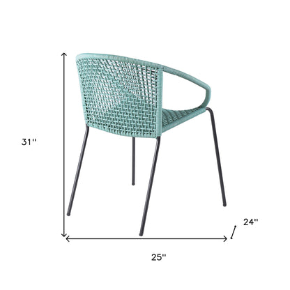 Set of Two 25" Green Metal Outdoor Dining Chair