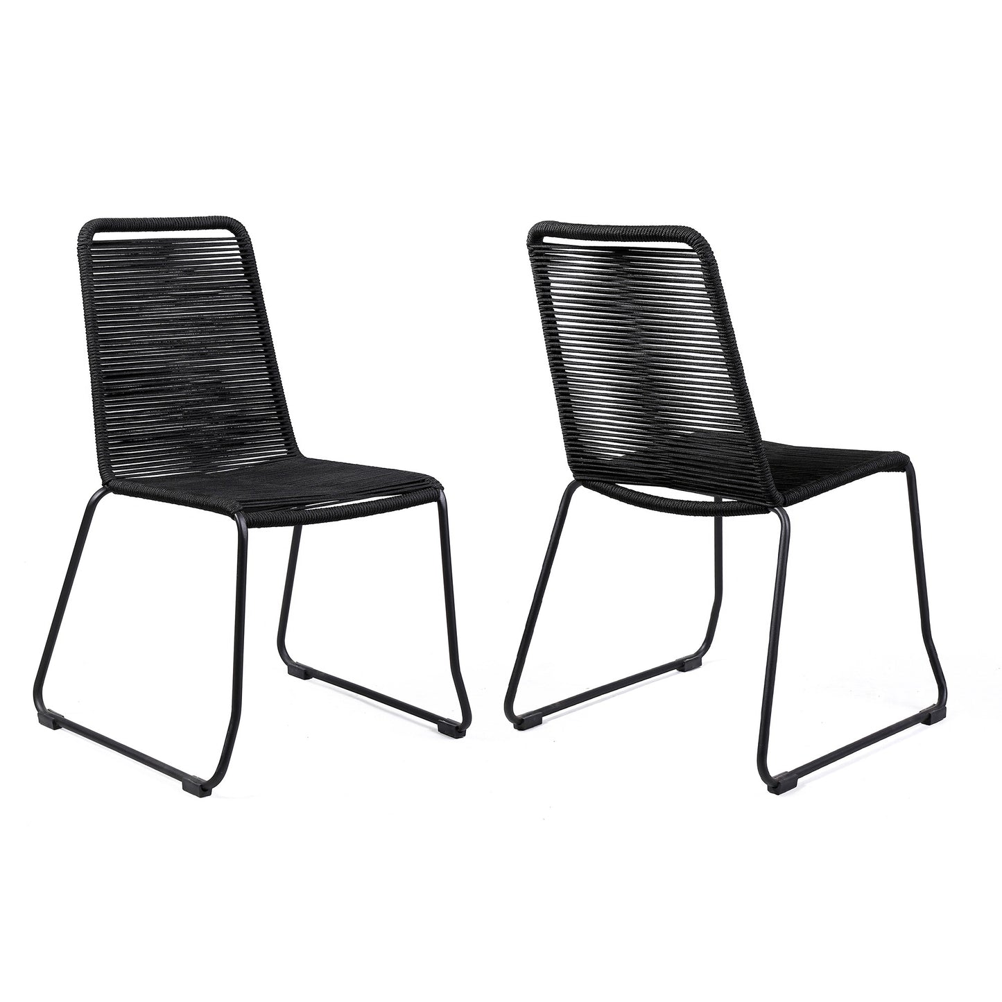 Set of Two 23" Black Metal Outdoor Dining Chair