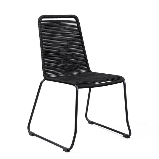 Set of Two 23" Black Metal Outdoor Dining Chair