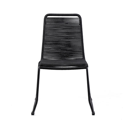 Set of Two 23" Black Metal Outdoor Dining Chair