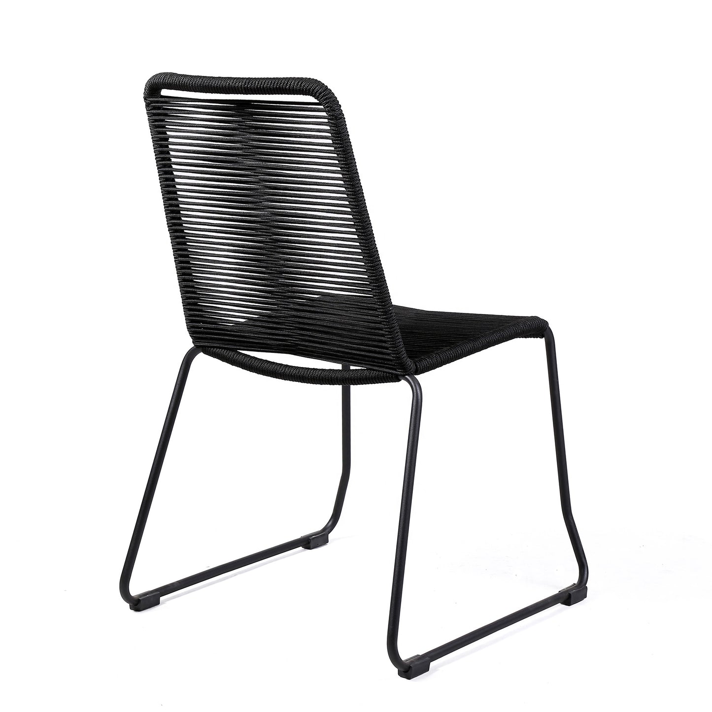 Set of Two 23" Black Metal Outdoor Dining Chair