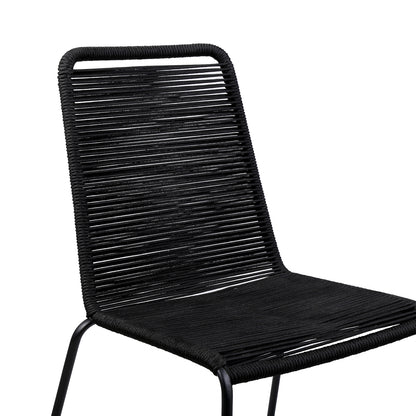 Set of Two 23" Black Metal Outdoor Dining Chair