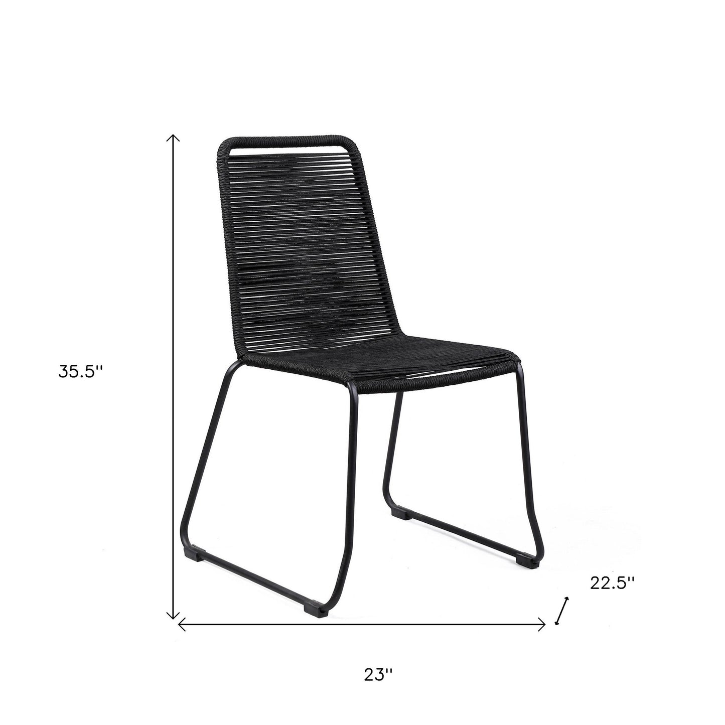 Set of Two 23" Black Metal Outdoor Dining Chair