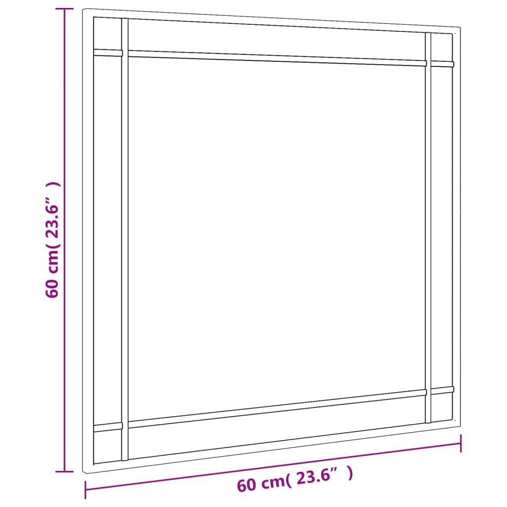 Wall Mirror Black 23.6"x23.6" Square Iron