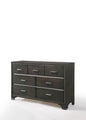 58" Gray Solid and Manufactured Wood Seven Drawer Triple Dresser