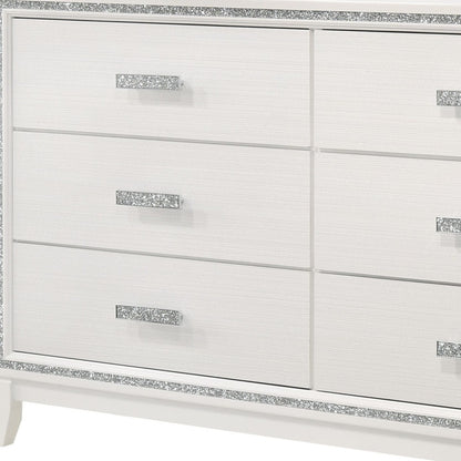 63" White Solid and Manufactured Wood Six Drawer Double Dresser