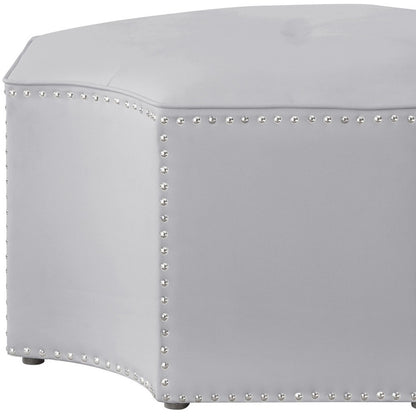 33" White Faux Leather Tufted Octagonal Cocktail Ottoman