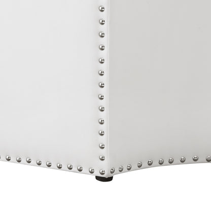 33" White Faux Leather Tufted Octagonal Cocktail Ottoman