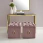 18" Blush Velvet And Black Tufted Storage