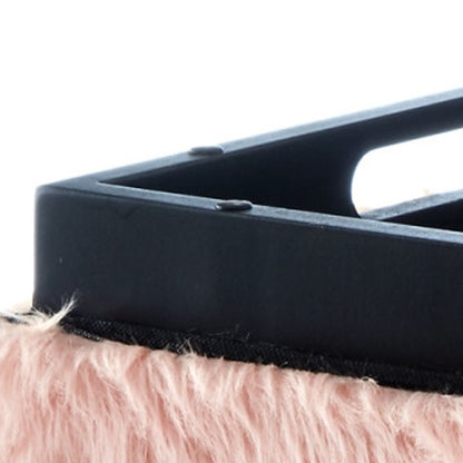 18" Blush Faux Fur And Black Storage