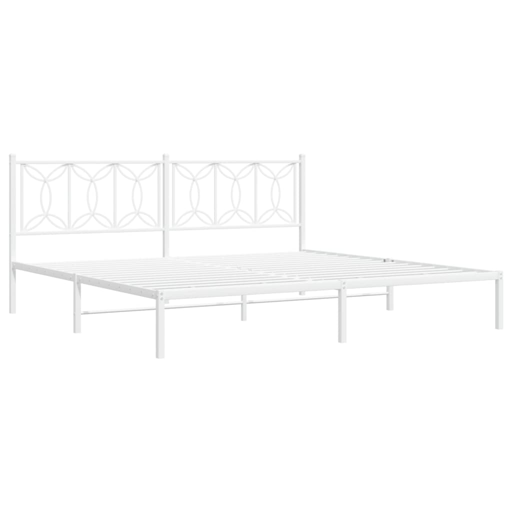 Metal Bed Frame without Mattress with Headboard White 76"x79.9"