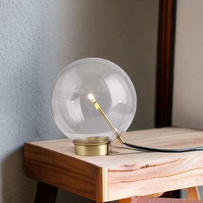 11" Brass Metal Globe Table Lamp