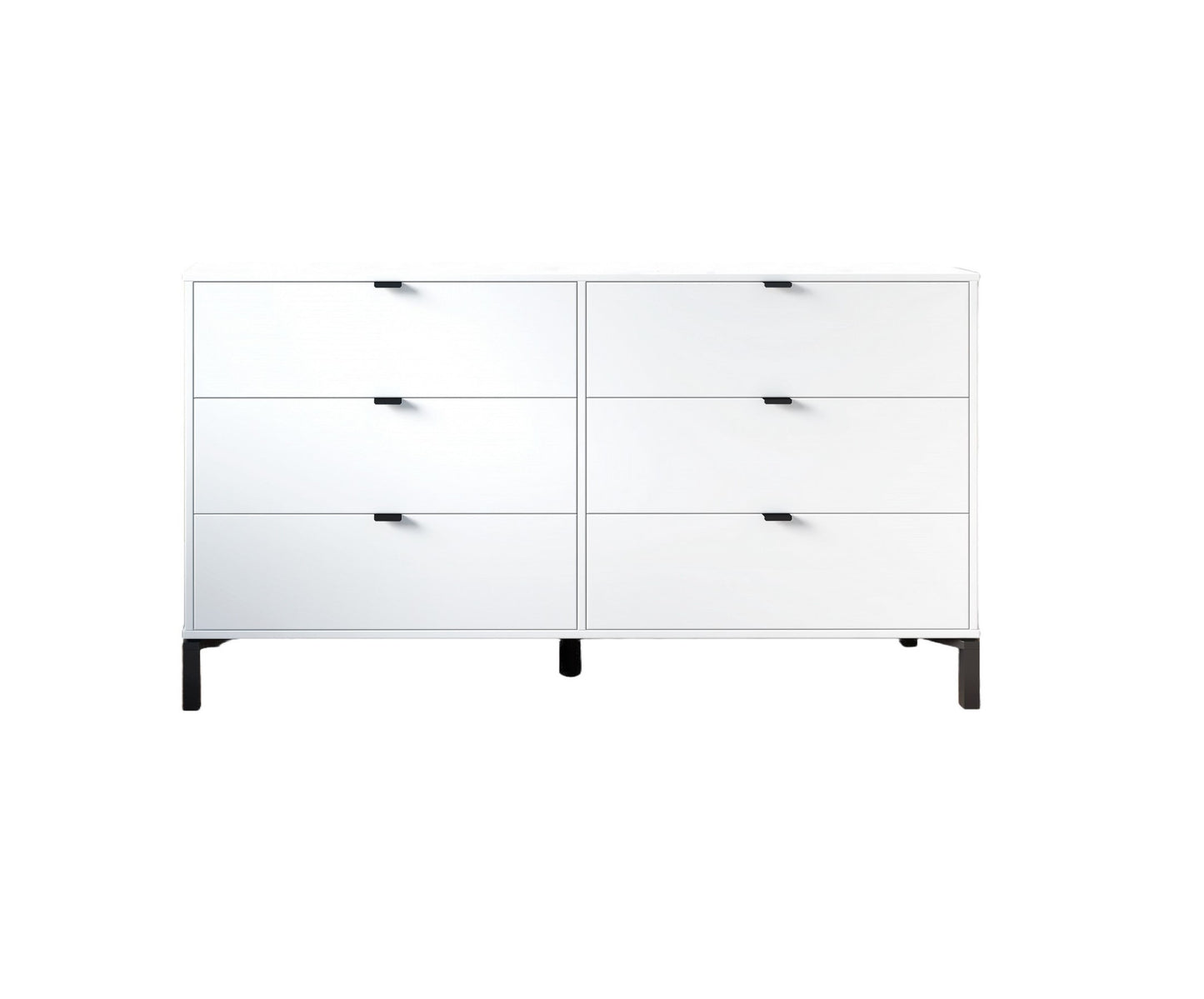 59" White and Black Six Drawer Double Dresser