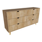 59" Natural Scoop Handle Six Drawer Double Dresser