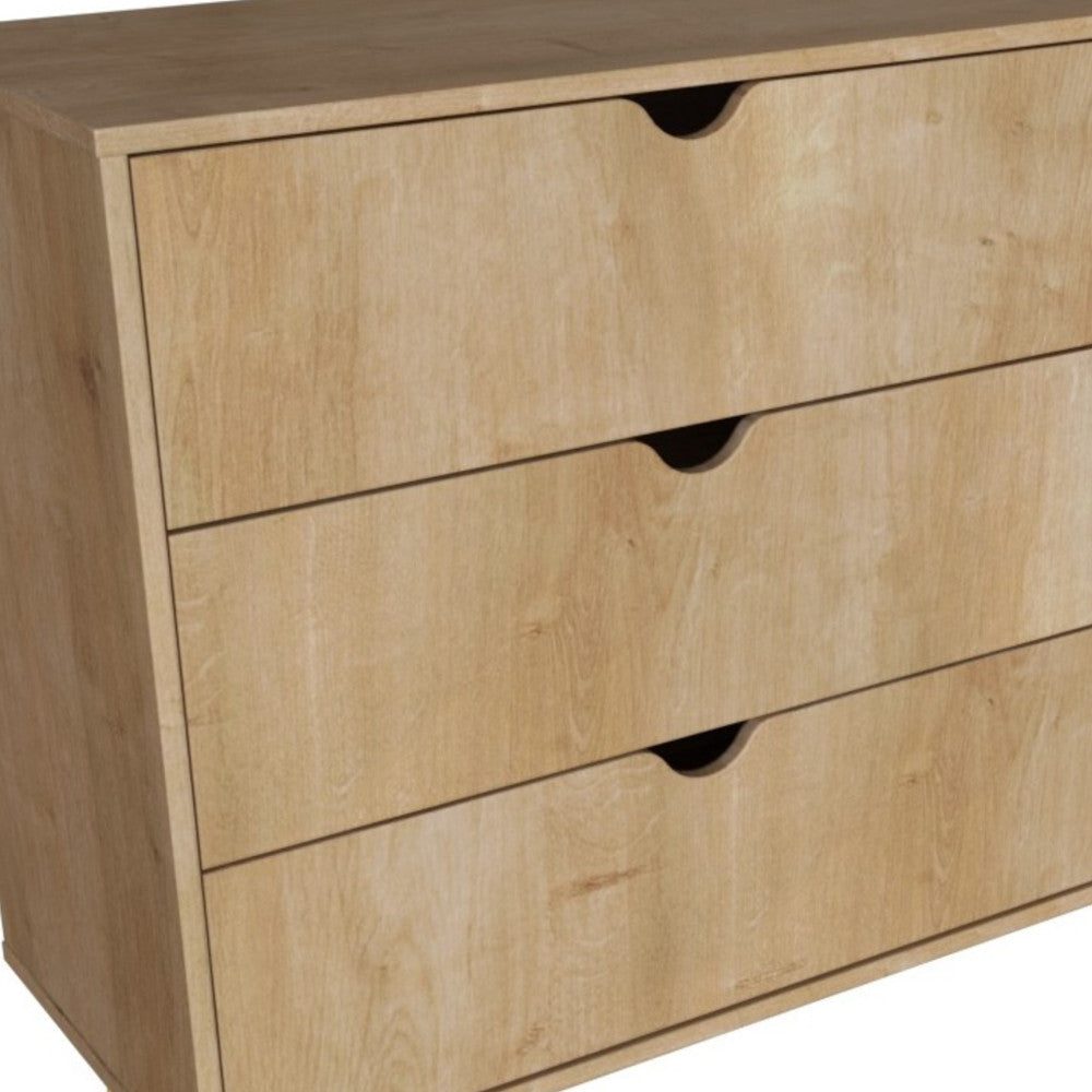 59" Natural Scoop Handle Six Drawer Double Dresser