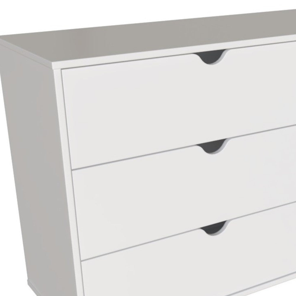 59" White Scoop Handle Six Drawer Double Dresser