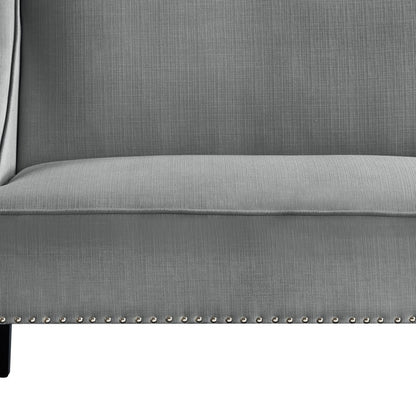 45" Light Gray And Black Upholstered Linen Bench