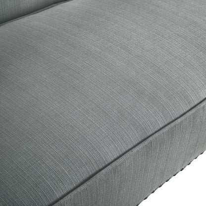 45" Light Gray And Black Upholstered Linen Bench