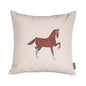 18" X 18" Beige Horse Animal Print Zippered Handmade Polyester Throw Pillow With Embroidery