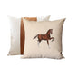 Set Of Two 18" X 18" Beige And Brown Horse Faux Leather Zippered Pillow With Embroidery