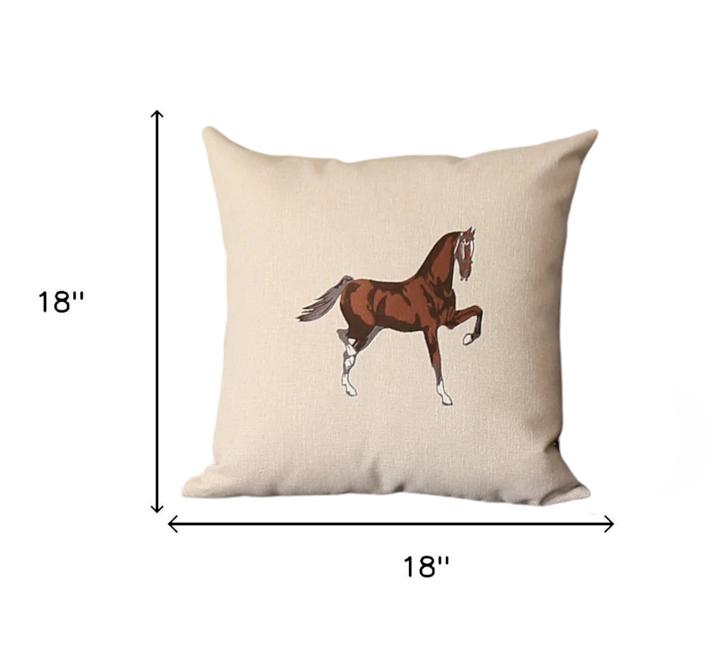 Set Of Two 18" X 18" Beige And Brown Horse Faux Leather Zippered Pillow With Embroidery