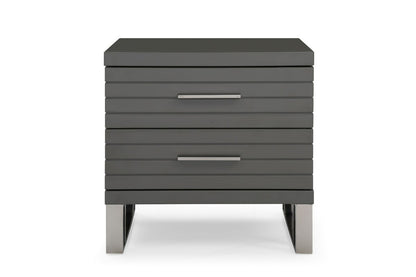 23" Silver and Gray Two Drawer Nightstand