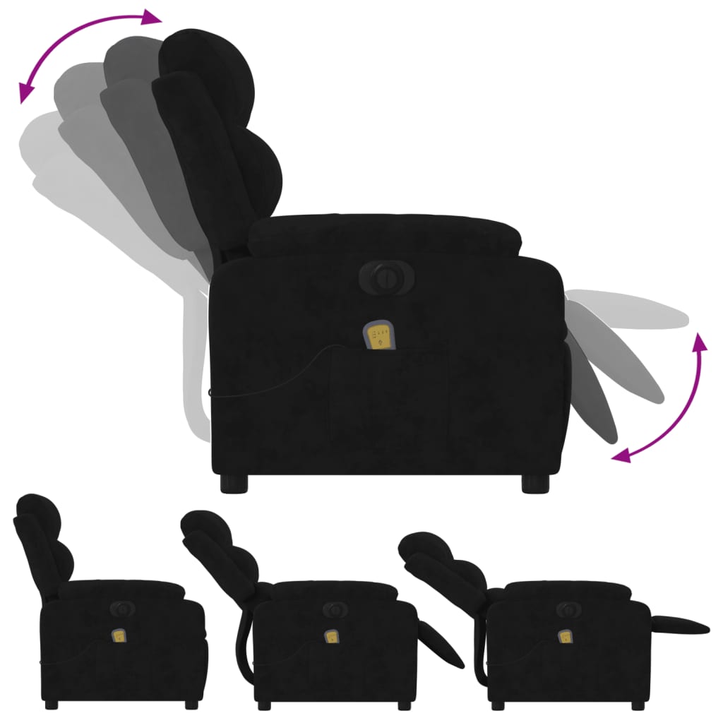 Electric Massage Recliner Chair Black Velvet