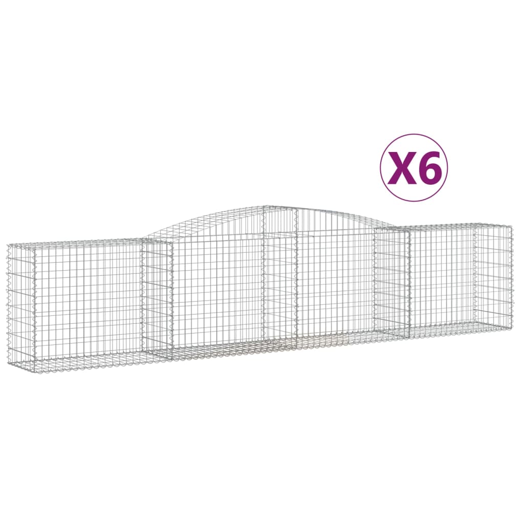 Arched Gabion Baskets 6 pcs 157.5"x19.7"x31.5"/39.4" Galvanized Iron