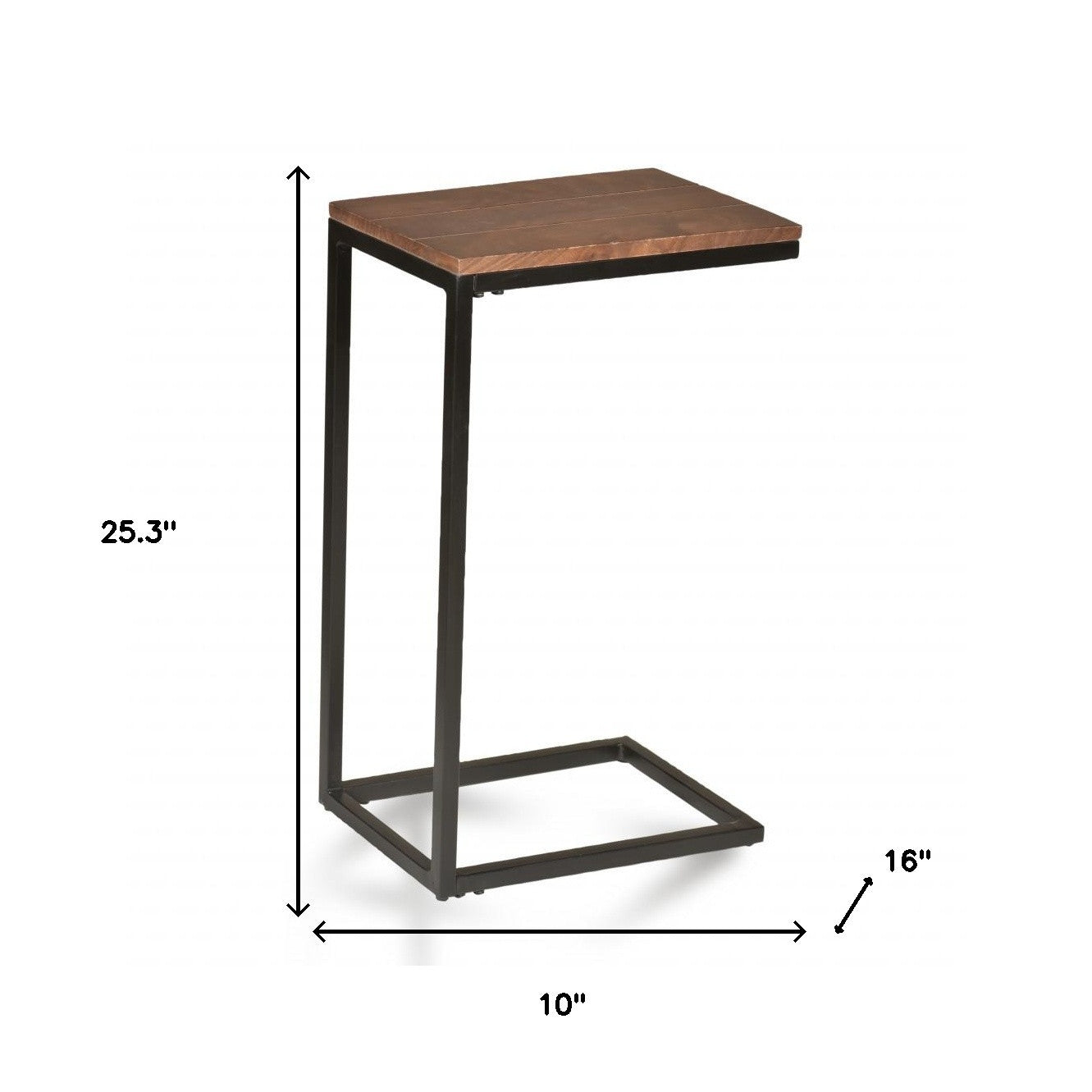 25" Black And Chestnut Solid Wood Rectangular End Table