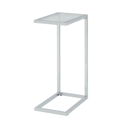 26" White And Clear Glass End Table