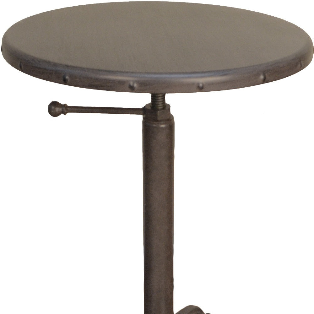 22" Industrial And Inustrial Iron Round End Table