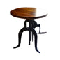 19" Black And Chestnut Solid Wood And Iron Height Adjustable Round End Table