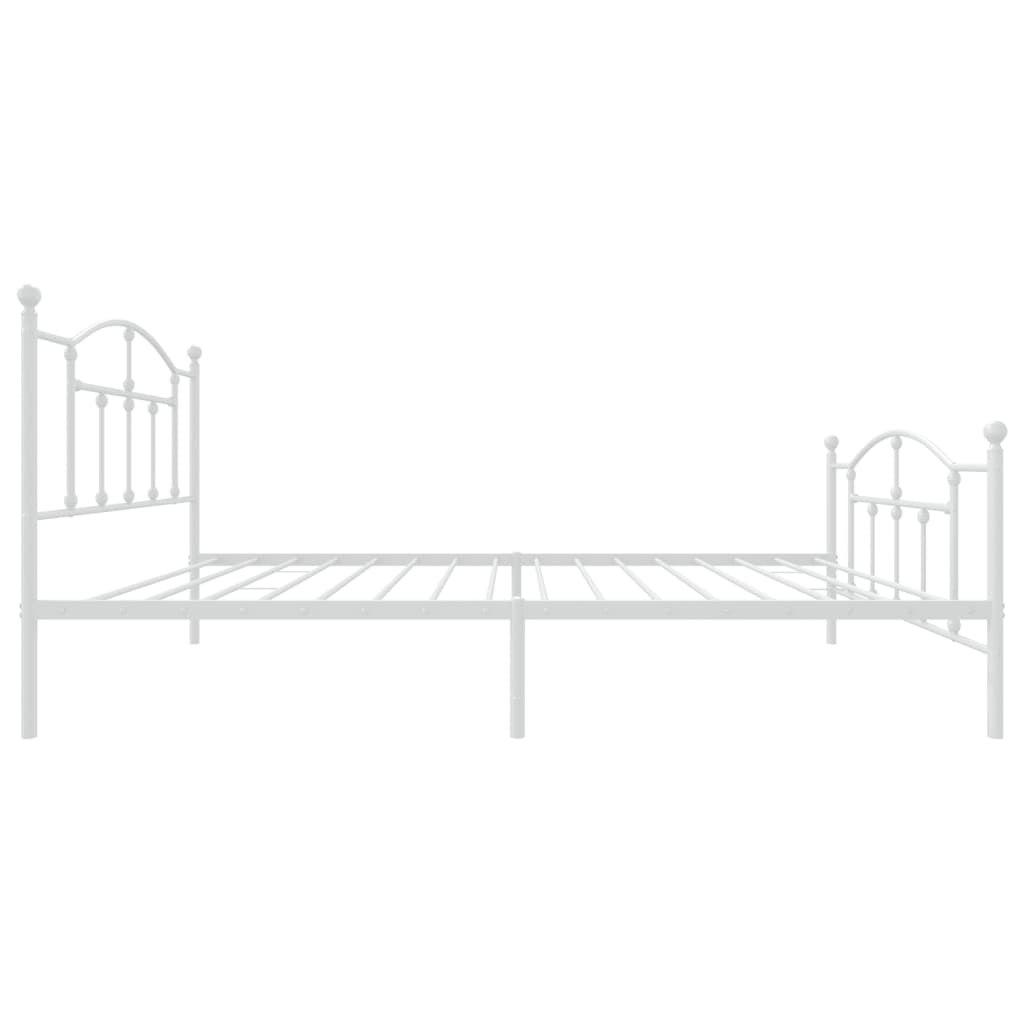 Metal Bed Frame without Mattress with Footboard White 39.4"x78.7"