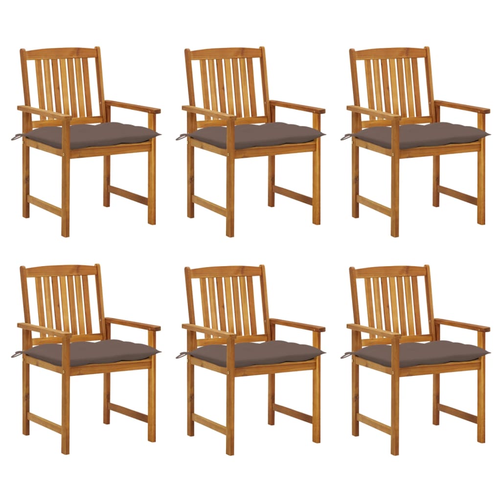 Patio Chairs with Cushions 6 pcs Solid Acacia Wood