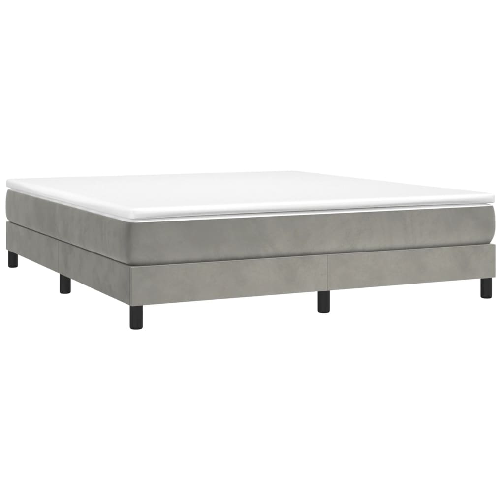 Bed Frame without Mattress Light Gray King Velvet (US Only)