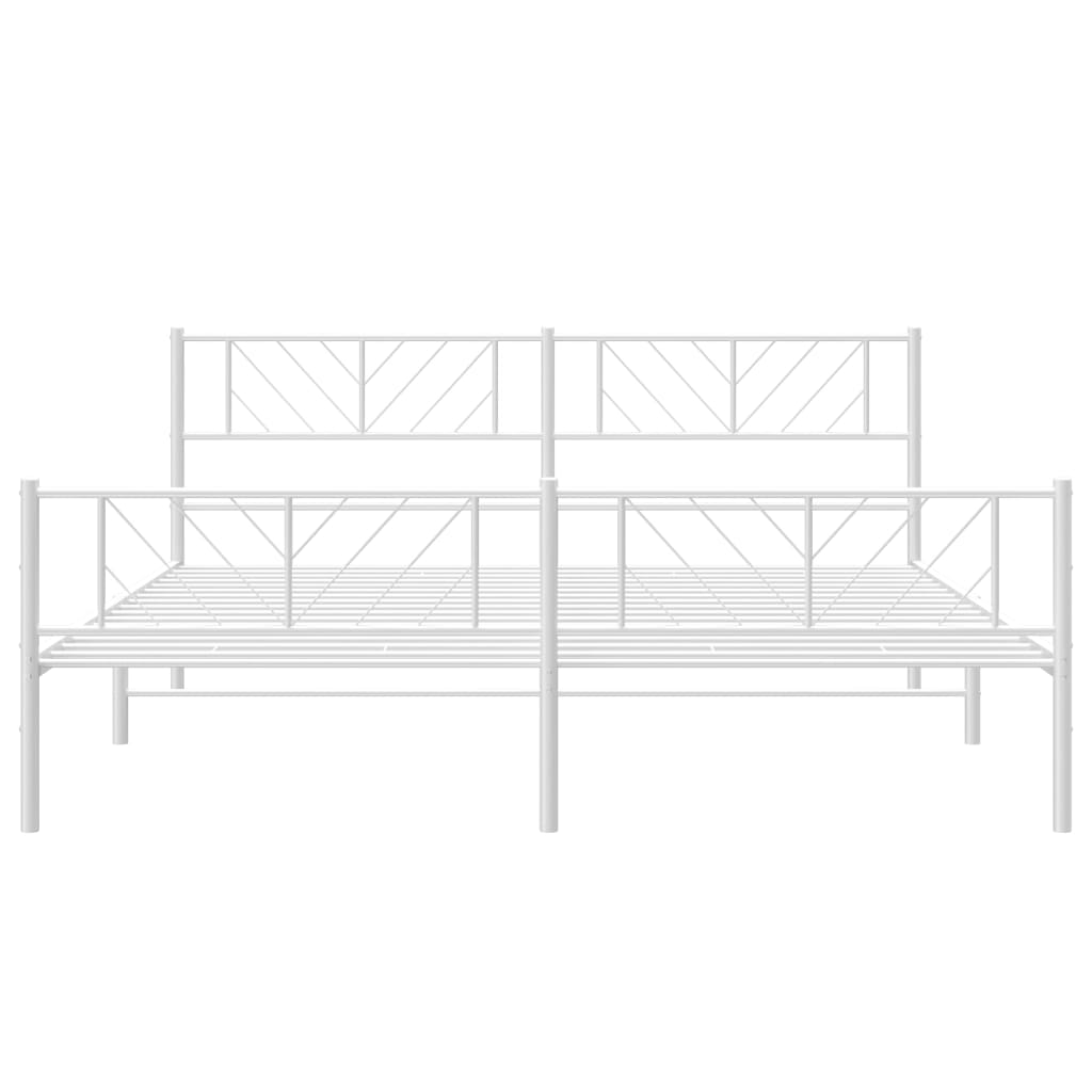 Metal Bed Frame without Mattress with Footboard White 76"x79.9"