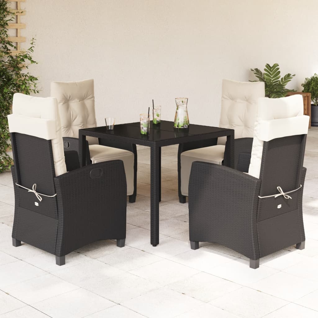 3 Piece Patio Dining Set with Cushions Gray Poly Rattan