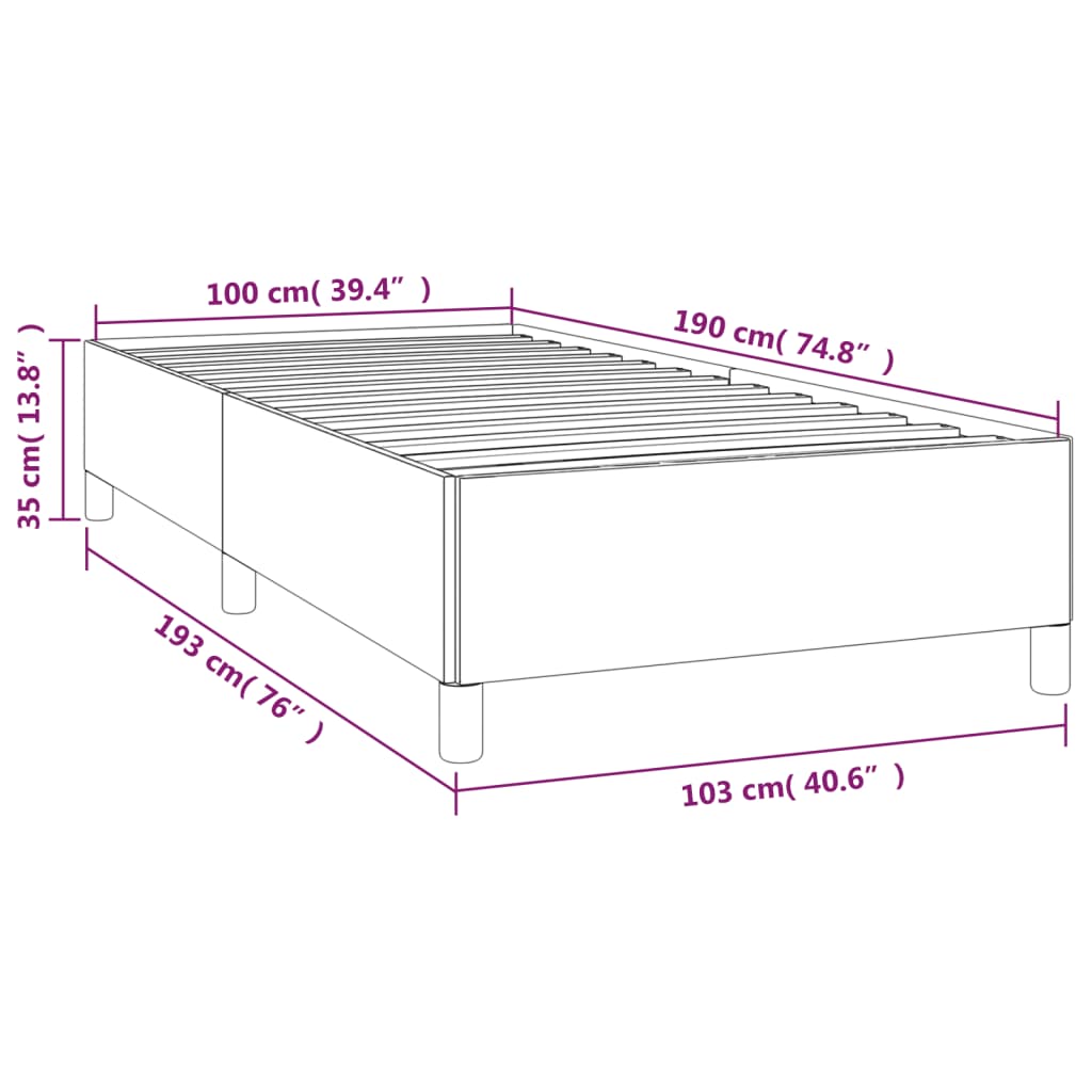 Bed Frame without Mattress Light Gray 39.4"x74.8" Twin Fabric